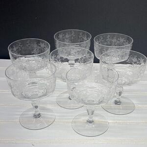 TIFFIN-FRANCISCAN Cordelia Clear Crystal Low Sherbet Glassware Set of Seven